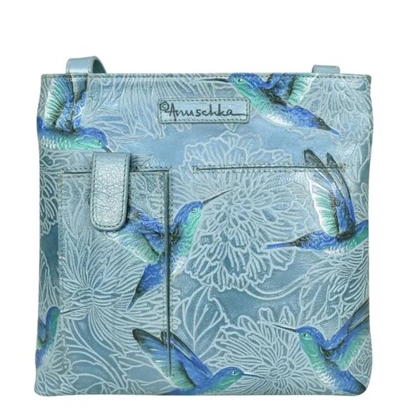 Beautiful Handpainted Leather bag with Hummingbirds by Anuschka - Picture 3 of 4